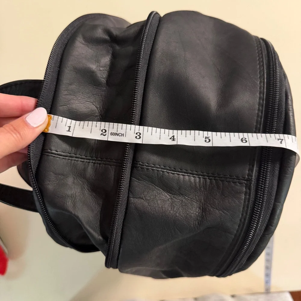 Vintage Genuine Leather Black Backpack Made in Colombia Multi Pocket Travel Bag
